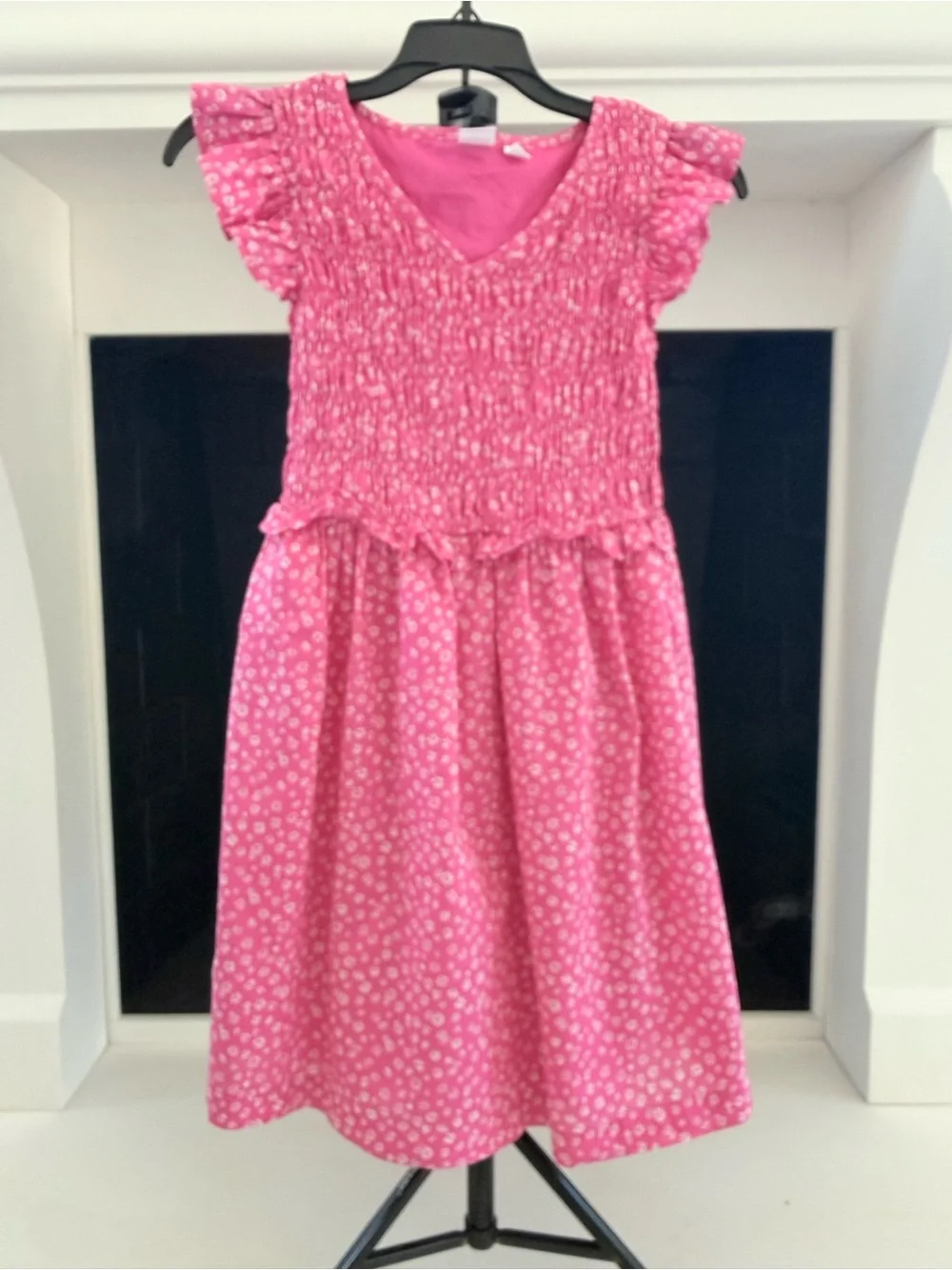 GAP Pink Smocked Floral Midi Dress for Girls- 10